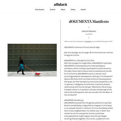 dOGUMENTA Manifesto | Affidavit | Jessica Dawson