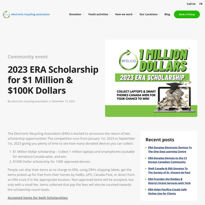 2023 ERA Scholarship for $1 Million & $100K Dollars