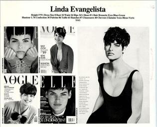Linda Evangelista old comp card