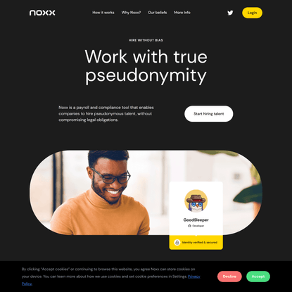Noxx - Payroll and Compliance tool for pseudonymous talent