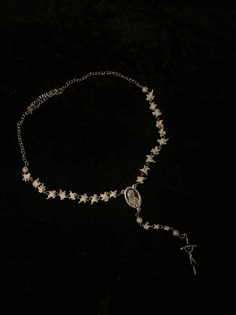 pearl and bone rosary necklace