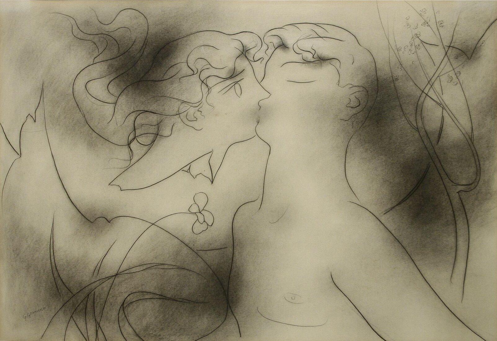 Giorgos Gounaropoulos (Greek,1890-1977). Το φίλημα (The kiss), 1950-55