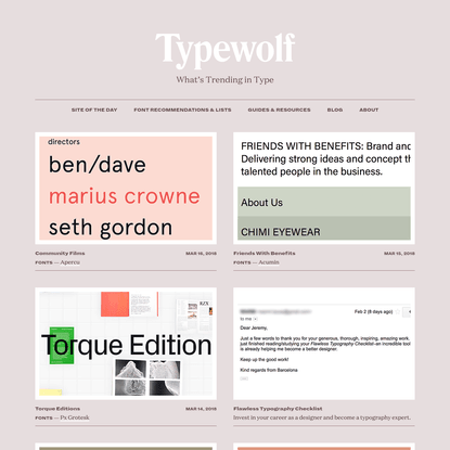 Typography Inspiration for the Modern Web · Typewolf