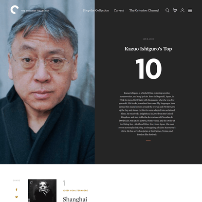 Kazuo Ishiguro’s Top 10