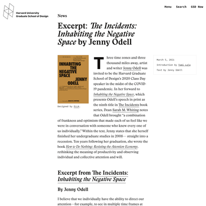 Excerpt: The Incidents: Inhabiting the Negative Space by Jenny Odell