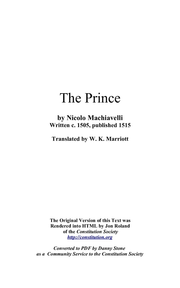 essay on the prince by niccolo machiavelli