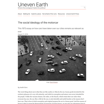 The social ideology of the motorcar - Uneven Earth