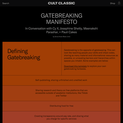 Gatebreaking Manifesto - Cult Classic Magazine