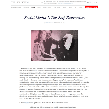 Social Media Is Not Self-Expression