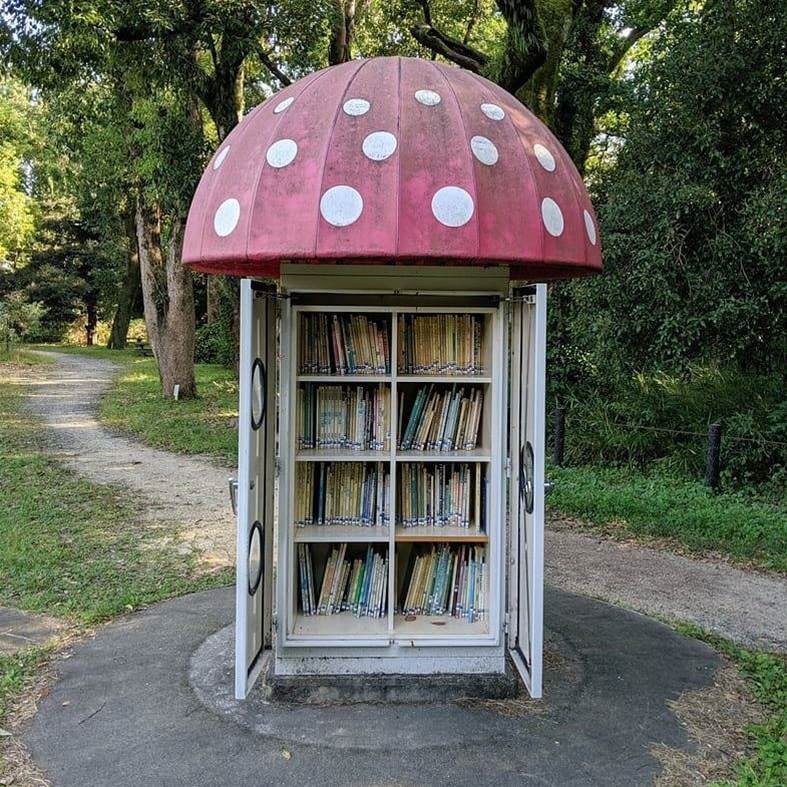 children’s mushroom library at Kyoto Botanical Gardens