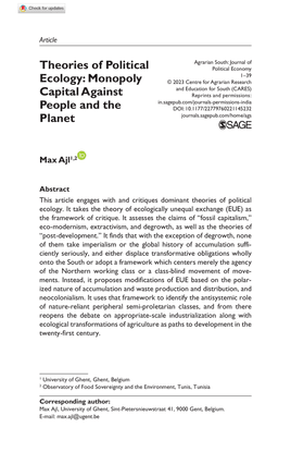 Theories of Political Ecology: Monopoly Capital Against People and the Planet - Max Ajl