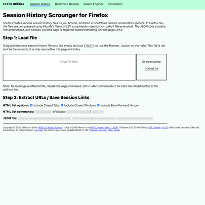 Session History Scrounger for Firefox (with lz4 support) — Fx File Utilities