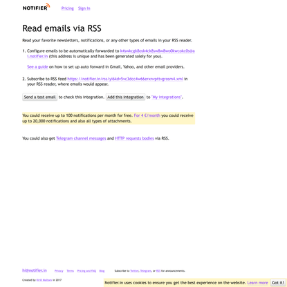Read emails via RSS — Notifier