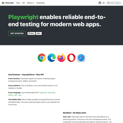 Fast and reliable end-to-end testing for modern web apps | Playwright