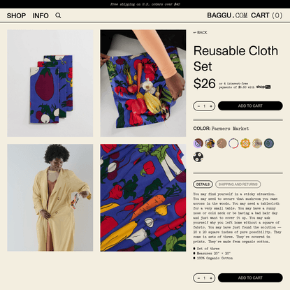Reusable Cloth Set : Farmers Market - Baggu