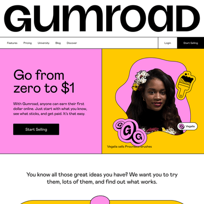 Gumroad – Sell what you know and see what sticks
