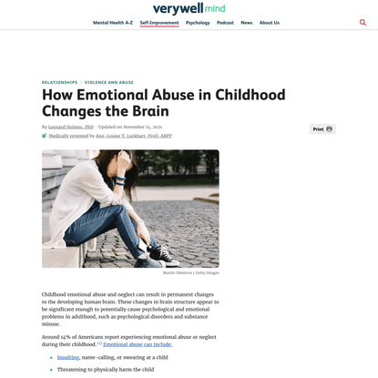 How Childhood Emotional Abuse Changes the Brain