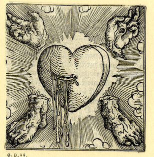 The Holy Heart of Jesus and the Five Wounds of Christ's Love (1521), a woodcut by Sigmund Grimm.