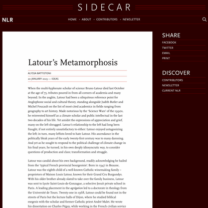 Alyssa Battistoni, Latour’s Metamorphosis — Sidecar
