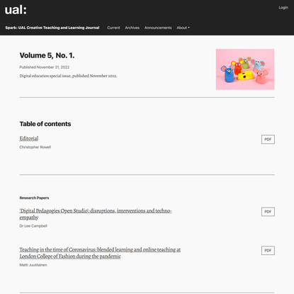 Vol. 5 No. 1 (2022) | Spark: UAL Creative Teaching and Learning Journal