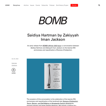BOMB Magazine | Saidiya Hartman