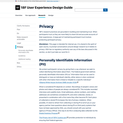 Privacy | 18F User Experience Design Guide