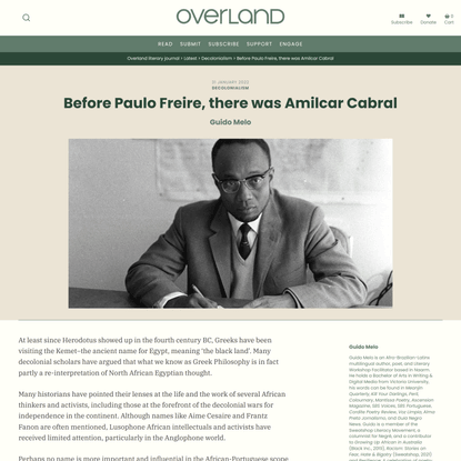 Before Paulo Freire, there was Amilcar Cabral - Overland literary journal