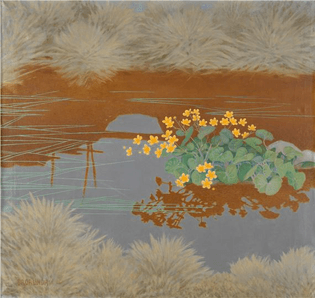 Marsh Marigolds-Bror Lindh, n/d., Swedish, 1877-1941  Oil on canvas, 100 x 105 cm. 39.4 x 41.3 in.