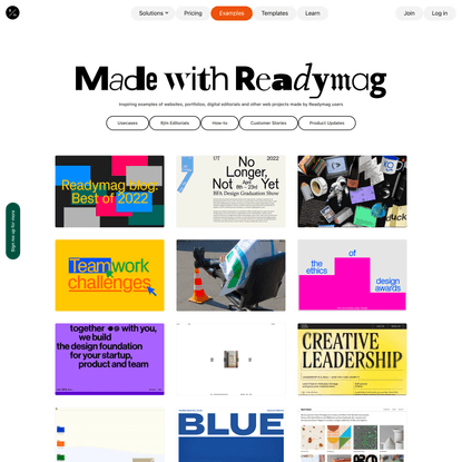 Examples of user projects made with Readymag
