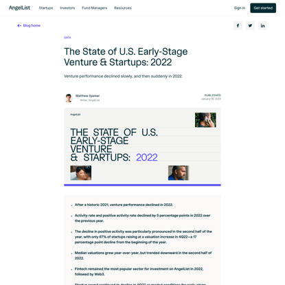 The State of U.S. Early-Stage Venture &amp; Startups: 2022