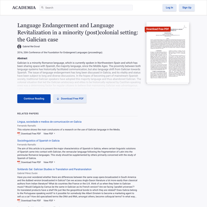 Language Endangerment and Language Revitalization in a minority (post)colonial setting: the Galician case