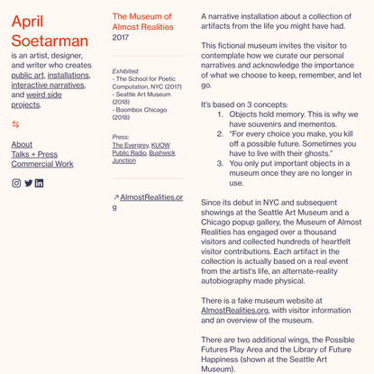 The Museum of Almost Realities — April Soetarman