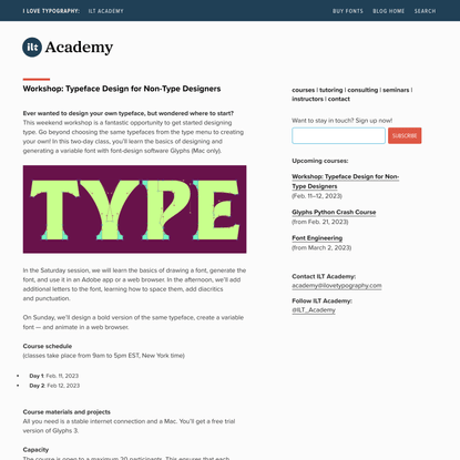 Buy fonts from the world’s favorite typography blog, I Love Typography (ILT)