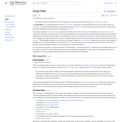 Great Filter - Wikipedia