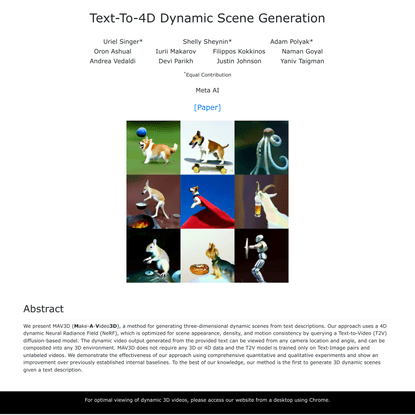 Text-To-4D Dynamic Scene Generation