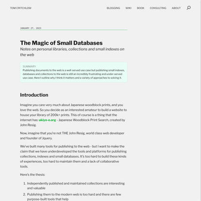 The Magic of Small Databases