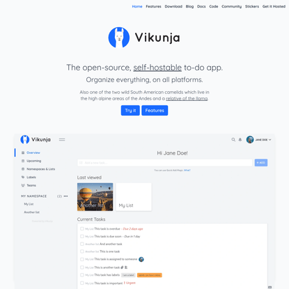 The open-source, self-hostable to-do app | Vikunja
