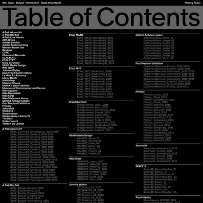Table of Contents — DIA