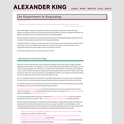 An Experiment in Ungrading — Alexander King