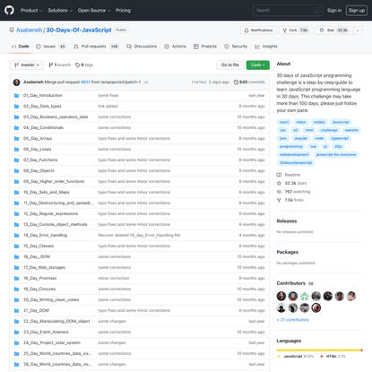 GitHub - Asabeneh/30-Days-Of-JavaScript: 30 days of JavaScript programming challenge is a step-by-step guide to learn JavaSc...