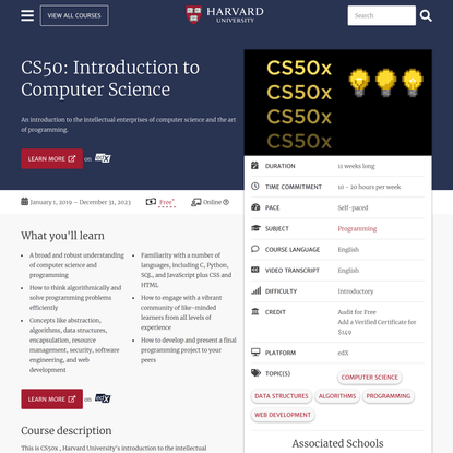 CS50: Introduction to Computer Science | Harvard University