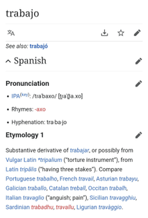 Etymology of word TRABAJO