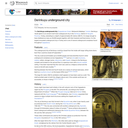 Derinkuyu underground city - Wikipedia