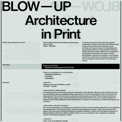 BLOW-UP: Architecture in Print | April 10, 2021