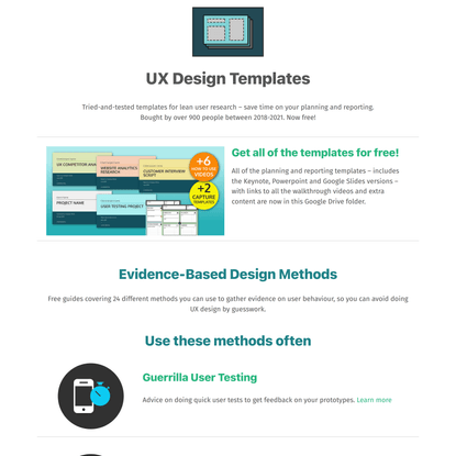UX Design Templates – for research reporting and more