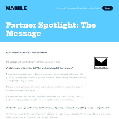 Partner Spotlight: The Message