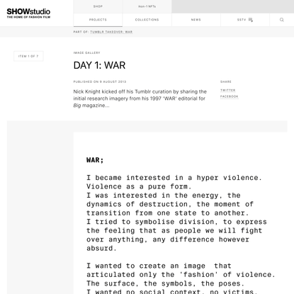 Day 1: War | SHOWstudio