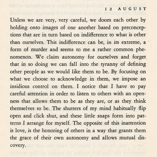 Anne Truitt, August 12, 1974 (from Daybook, 1982)