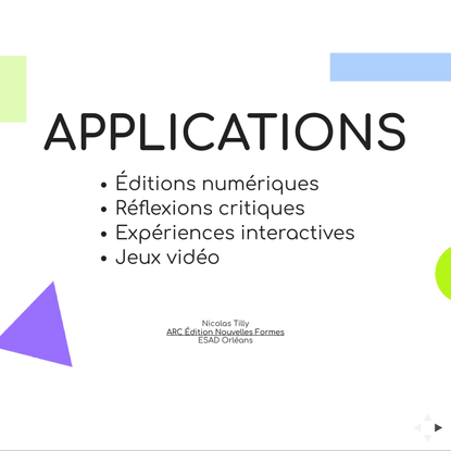 APPLICATIONS - Nicolas Tilly 