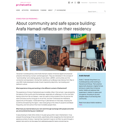 About community and safe space building: Arafa Hamadi reflects on their residency - Pro Helvetia Johannesburg